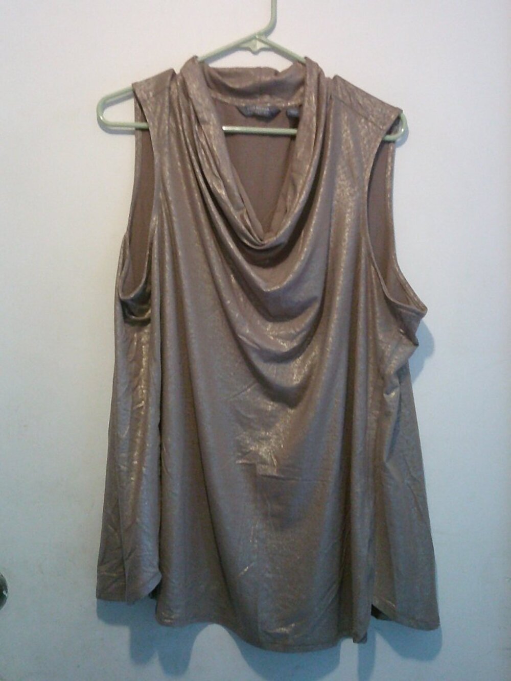 Lisa Rinna Collection Gold Metallic Cowl Neck Tank Top Women’s Size XL